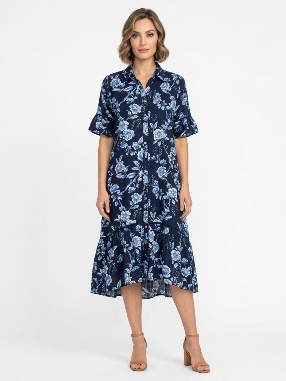 Johnny Was Women’s Floral Button Front Hi Low Maxi Dress S